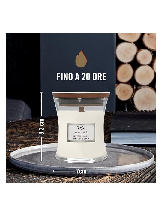 WoodWick Vaso Bianco T e Gelsomino White Tea and Jasmine