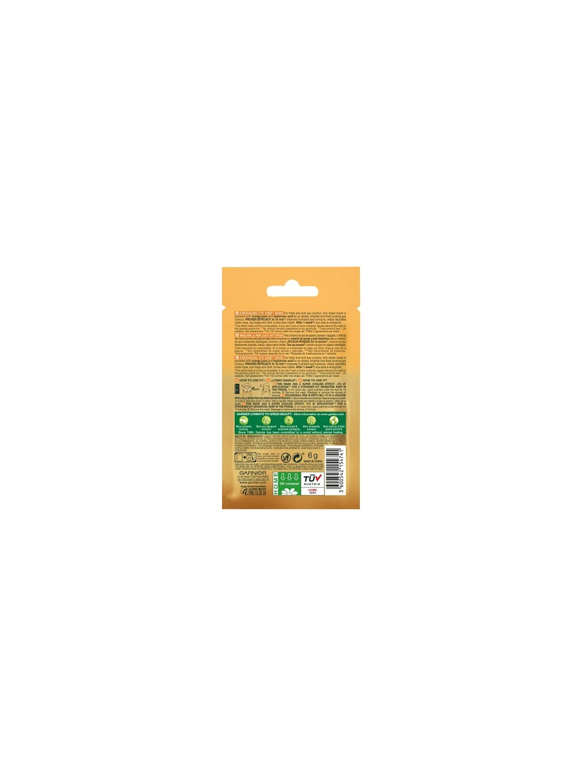 GARNIER SKINACTIVE eye tissue mask anti-fatigue x 2 patches unisex
