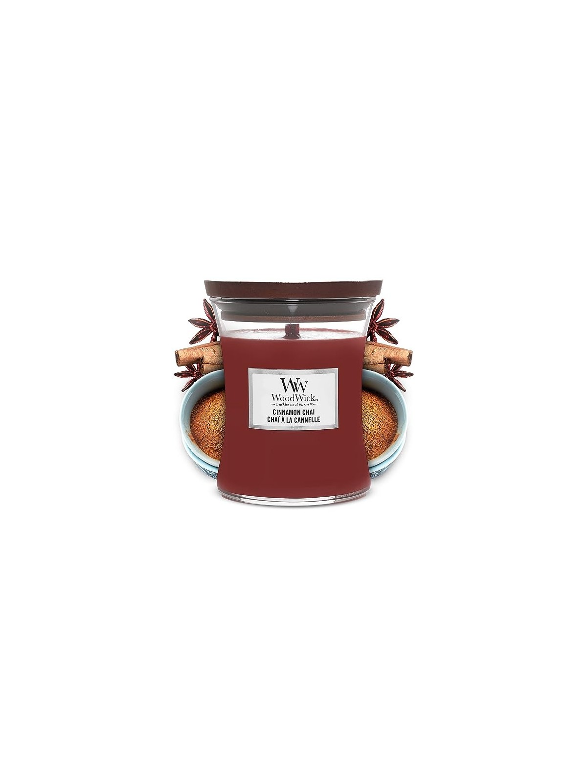 Candela profumata WoodWick Cinnamon Chai 275g