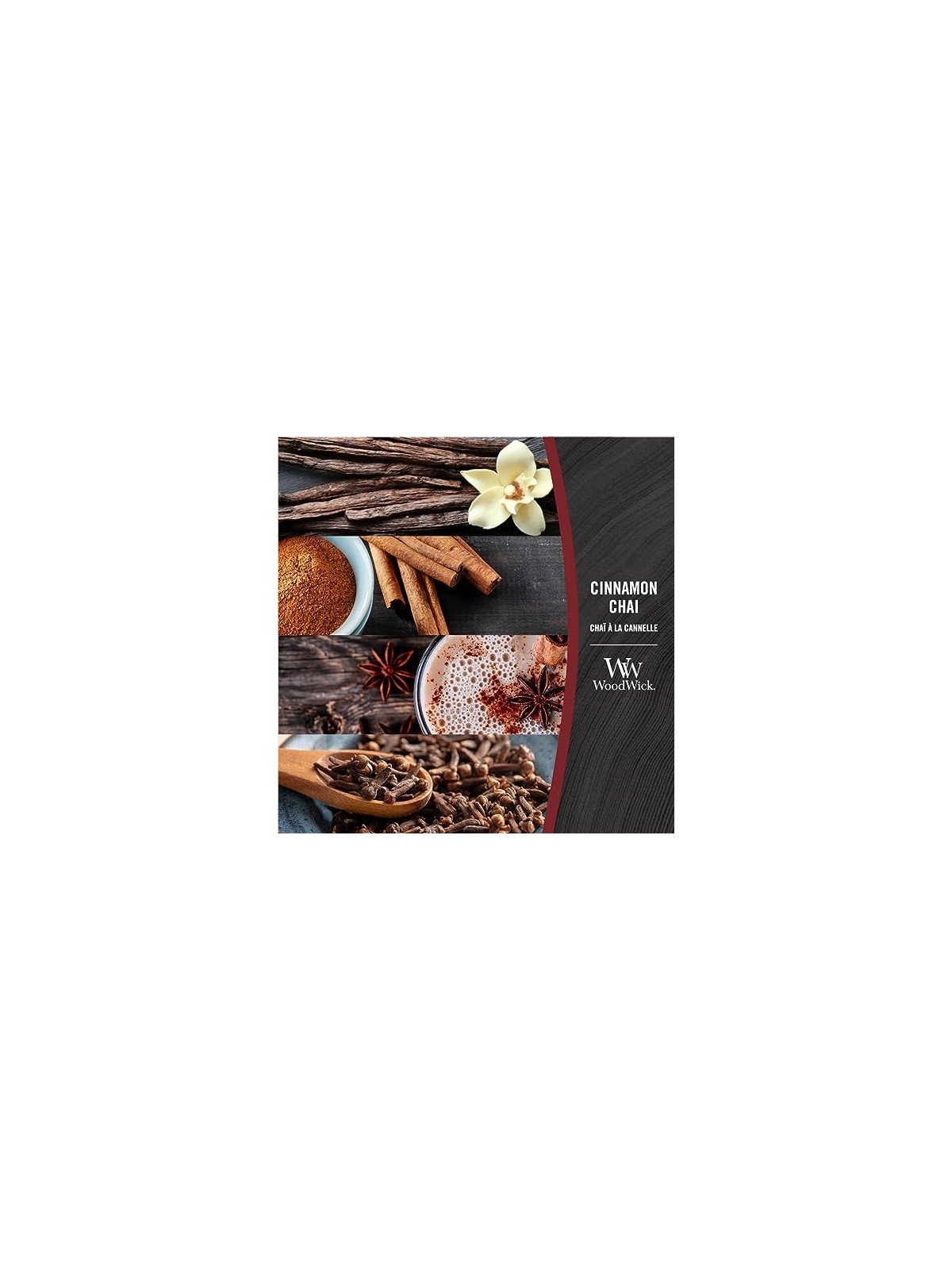 Candela profumata WoodWick Cinnamon Chai 275g