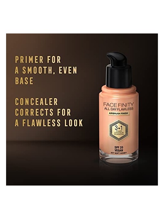 Max Factor All Day Flawless Facefinity 3 in 1 Makeup 30ml 77 Soft Honey