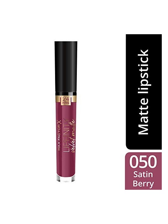 Max Factor Lipfinity Velvet Matte Liquido Matte Labbra tick 4 ml donna 050 Satin Berry
