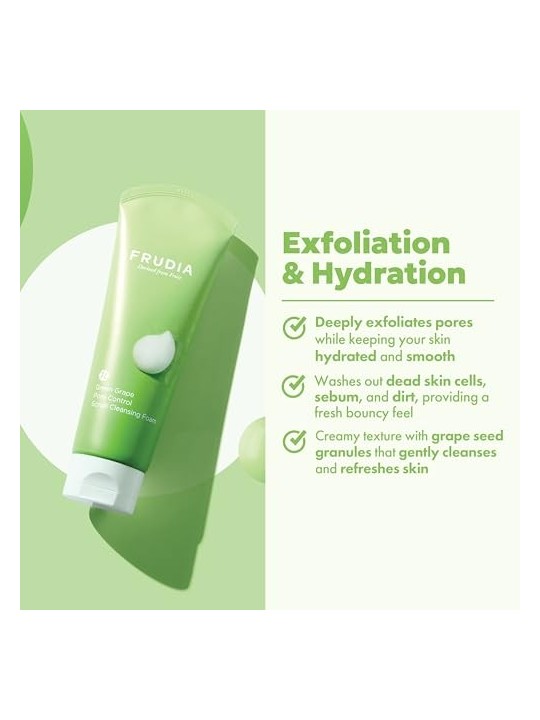 Frudia Schiuma Detergente Esfoliante Controllo Pori con Uva Verde 145 ml Donna