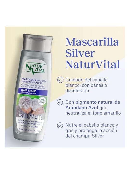 Natur Vital MASCARILLA SILVER per capelli bianchi o grigi 300ml donna