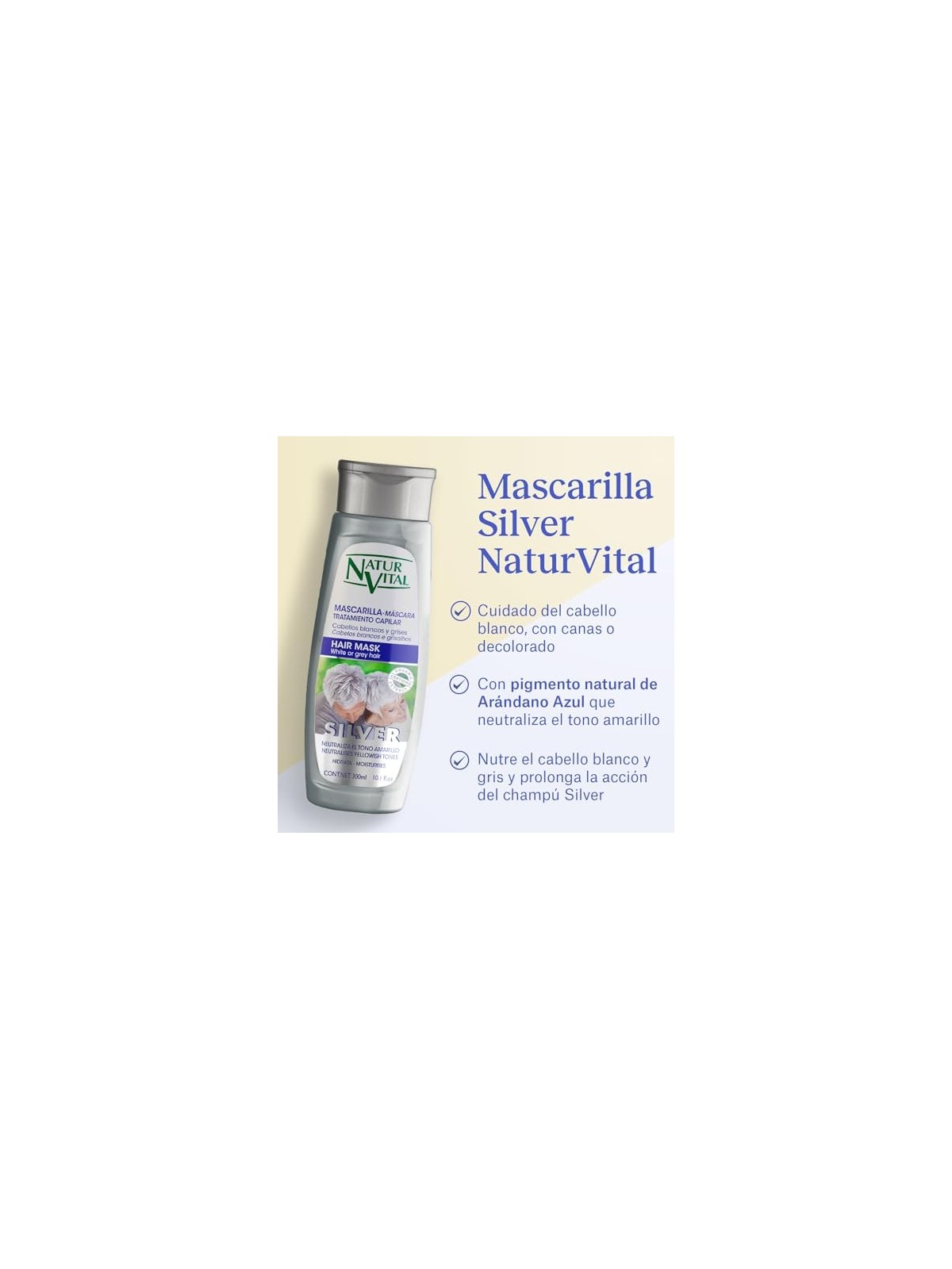 Natur Vital MASCARILLA SILVER per capelli bianchi o grigi 300ml donna