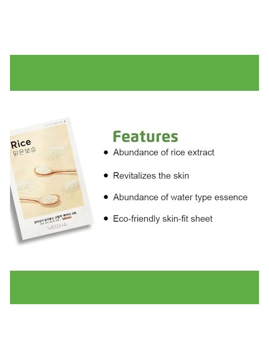 Missha Airy Fit Sheet Mask Illuminating and Smoothing Rice Extract 19ml