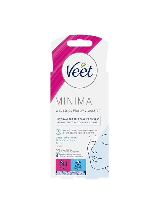 Veet EasyGel Wax Strips for Sensitive Skin Women's Hair Removal 20 pieces