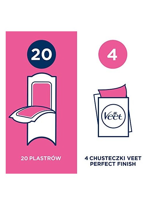Veet EasyGel Wax Strips for Sensitive Skin Women's Hair Removal 20 pieces