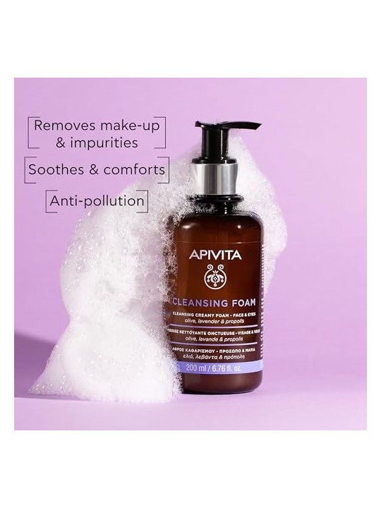 Crema Schiumosa Detergente Viso/Occhi Apivita con oliva e lavanda 300ml