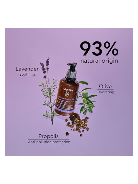 Crema Schiumosa Detergente Viso/Occhi Apivita con oliva e lavanda 300ml