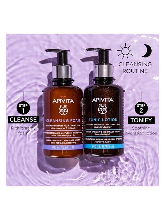 Crema Schiumosa Detergente Viso/Occhi Apivita con oliva e lavanda 300ml