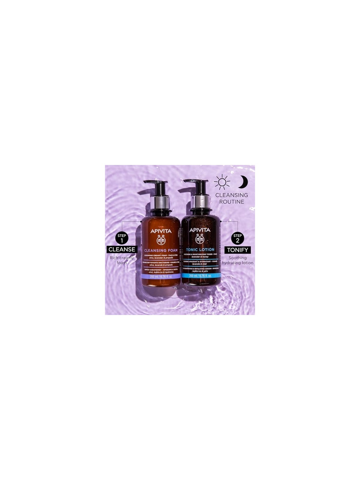 Crema Schiumosa Detergente Viso/Occhi Apivita con oliva e lavanda 300ml