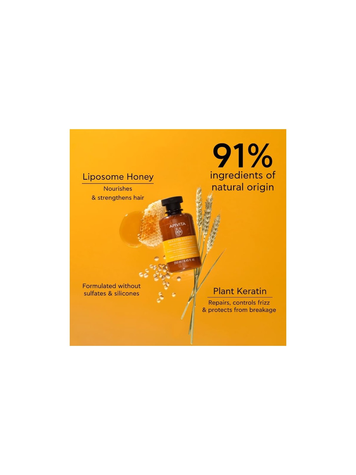 Shampoo KERATIN REPAIR Apivita 250ml donna