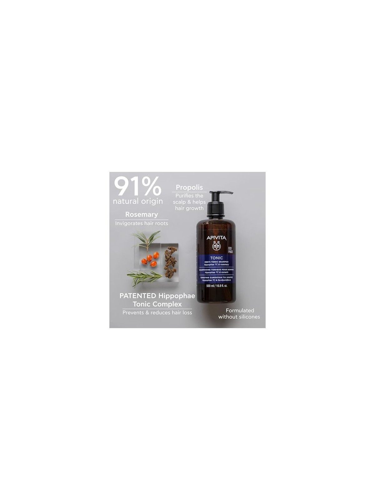 Apivita Ecopack Shampoo Tonificante per Uomo 500ml acquista 