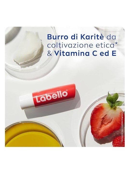 Labello Balsamo labbra curativo e brillante alla fragola unisex 48g