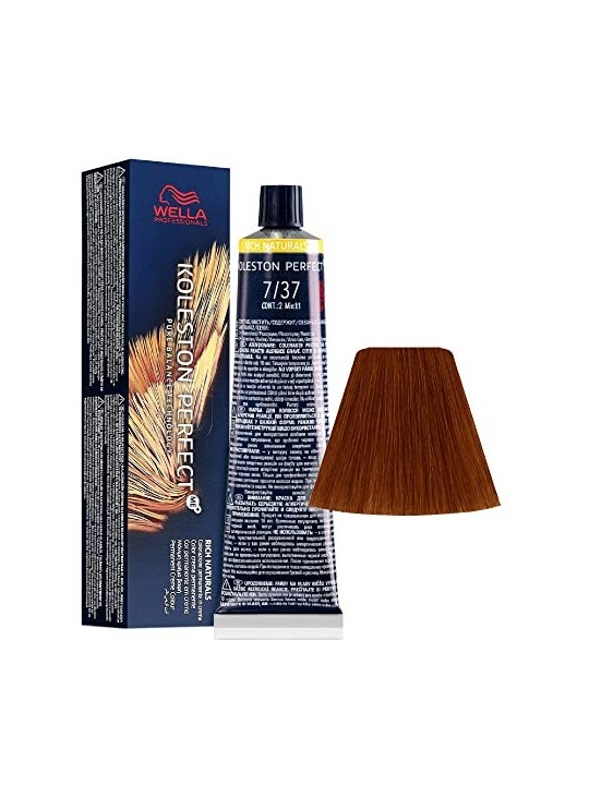 Wella Koleston Perfect Me 7/37 Tinta Permanente Capelli 737 Biondo Medio Dorato Marrone 60ml