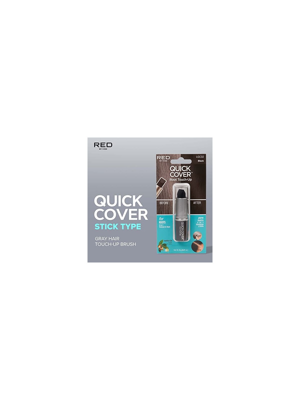 Kiss My Face Stick per ritocco capelli grigi Quick Cover 6 g donna Black