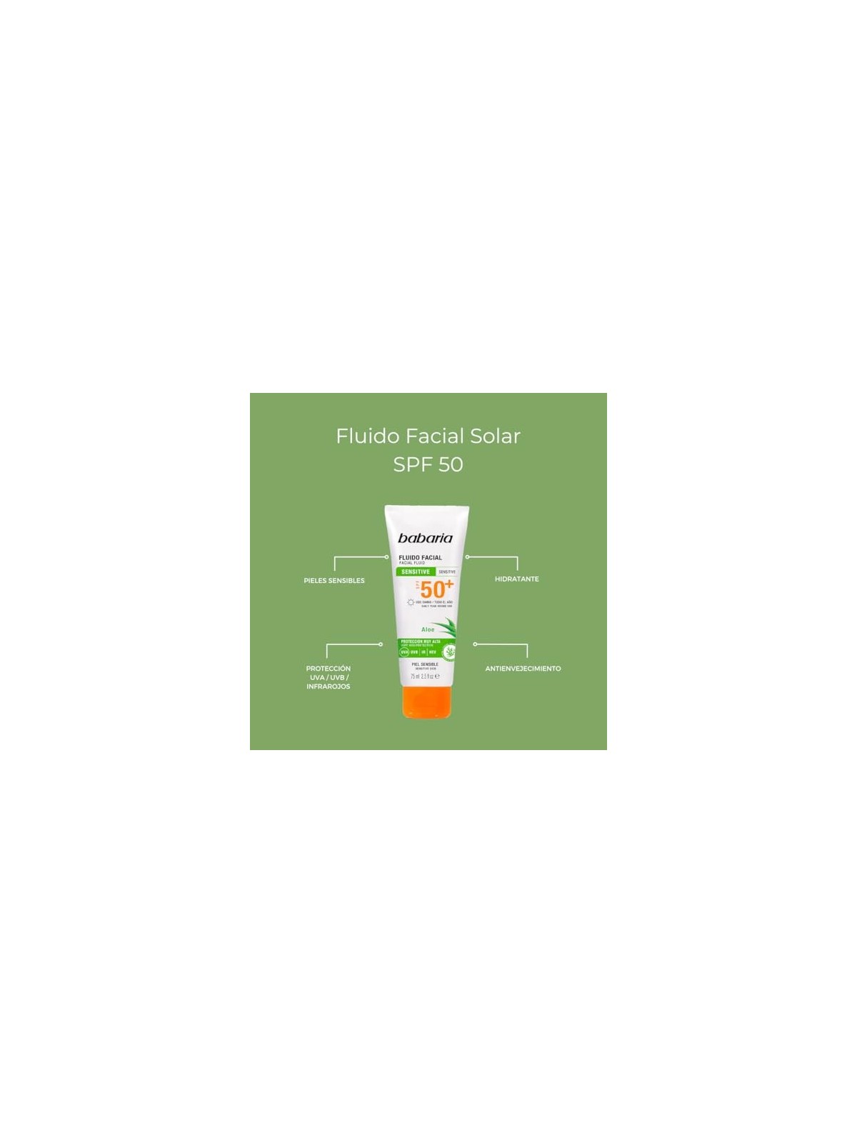 Babaria SOLAR ADN SENSITIVE crema solare viso SPF50 75ml unisex
