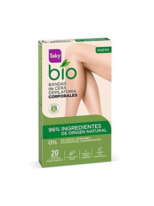 Strisce di Cera Depilatoria Taky BIO NATURAL 0% 20 unitï¿½ï¿½ Donna