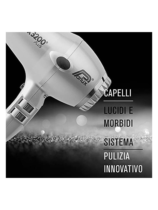 Potente asciugacapelli Parlux 3200 PLUS in argento. Unisex. 1 unitï¿½ï¿½. Qualitï¿½ï¿½ Parlux.