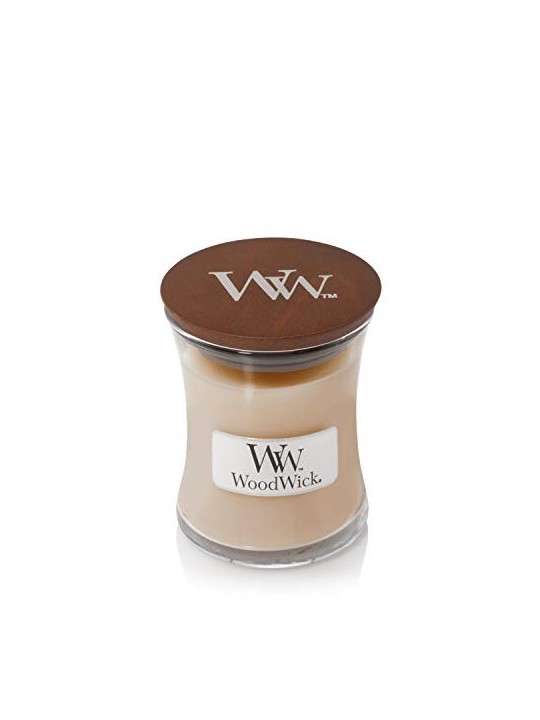 Candela profumata in vaso di ceramica bianca WoodWick 85g