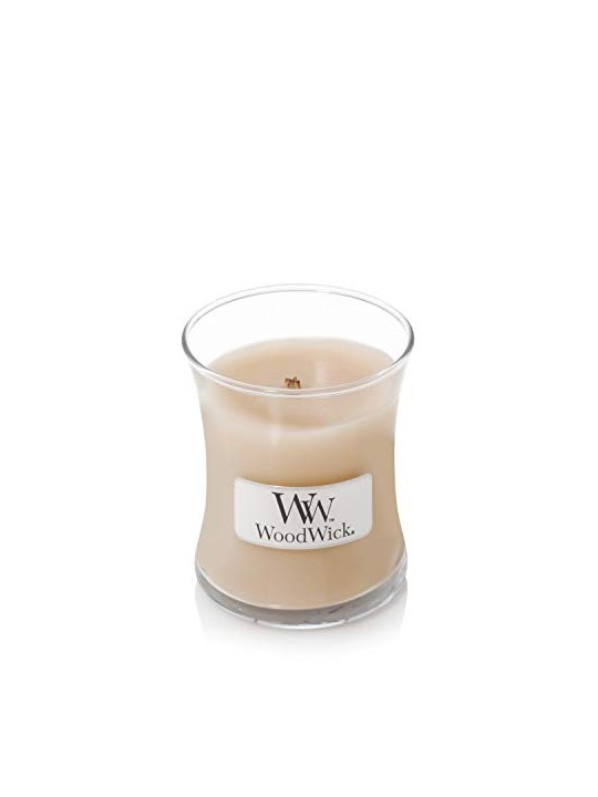 Candela profumata in vaso di ceramica bianca WoodWick 85g