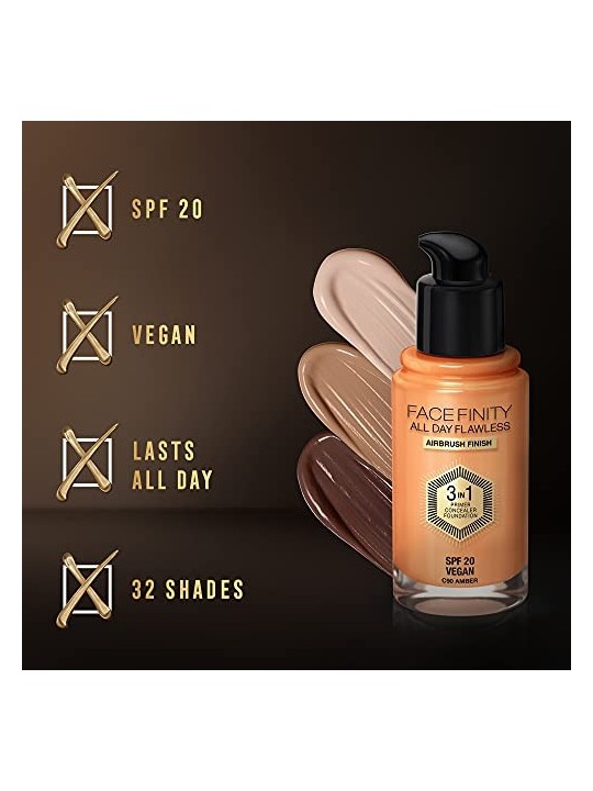 Max Factor FACEFINITY ALL DAY FLAWLESS 3 IN 1 fondotinta 90 amber