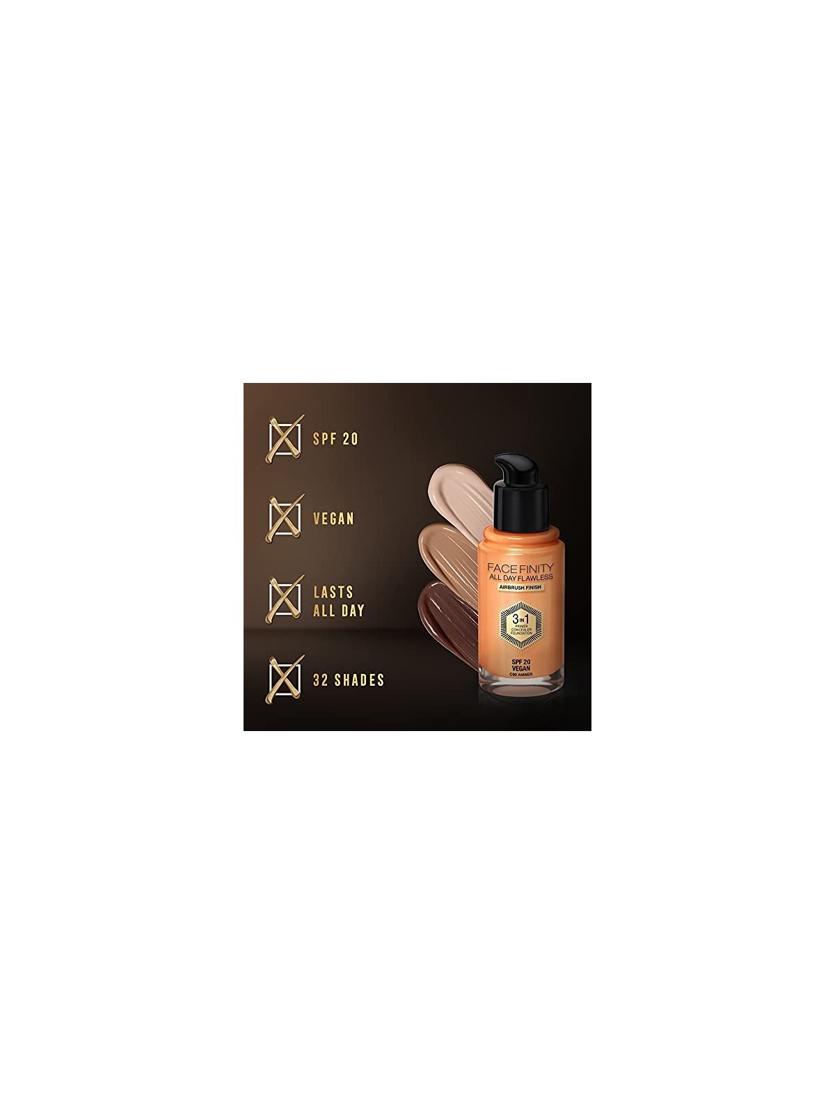 Max Factor FACEFINITY ALL DAY FLAWLESS 3 IN 1 fondotinta 90 amber