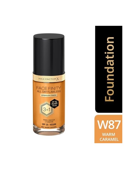 Max Factor FACEFINITY ALL DAY FLAWLESS 3 IN 1 fondotinta 87 warm caramel