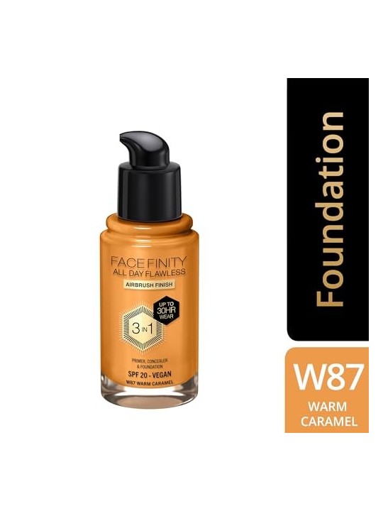 Max Factor FACEFINITY ALL DAY FLAWLESS 3 IN 1 fondotinta 87 warm caramel