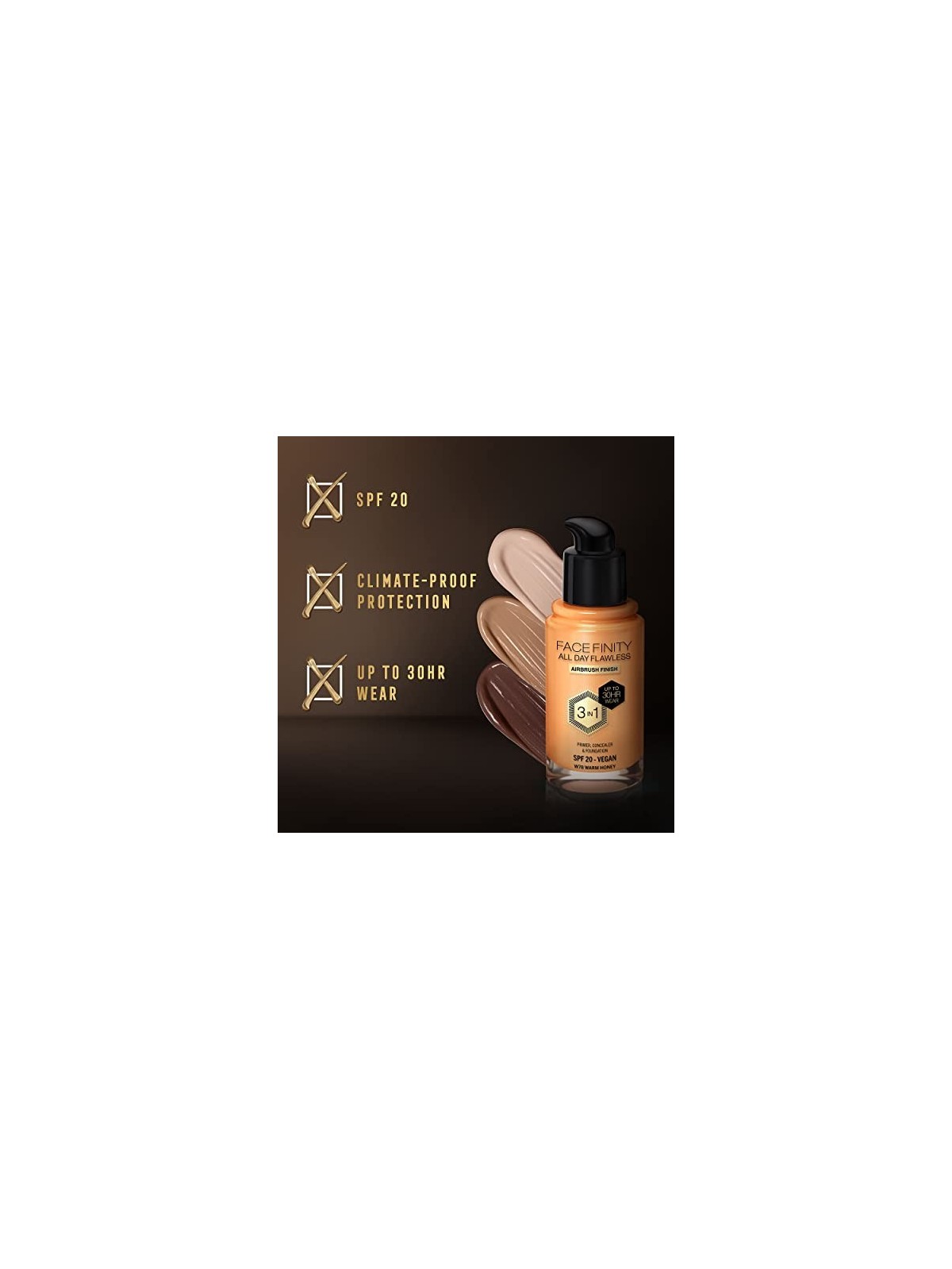 Max Factor All Day Flawless Facefinity 3 in 1 W78 Warm Honey