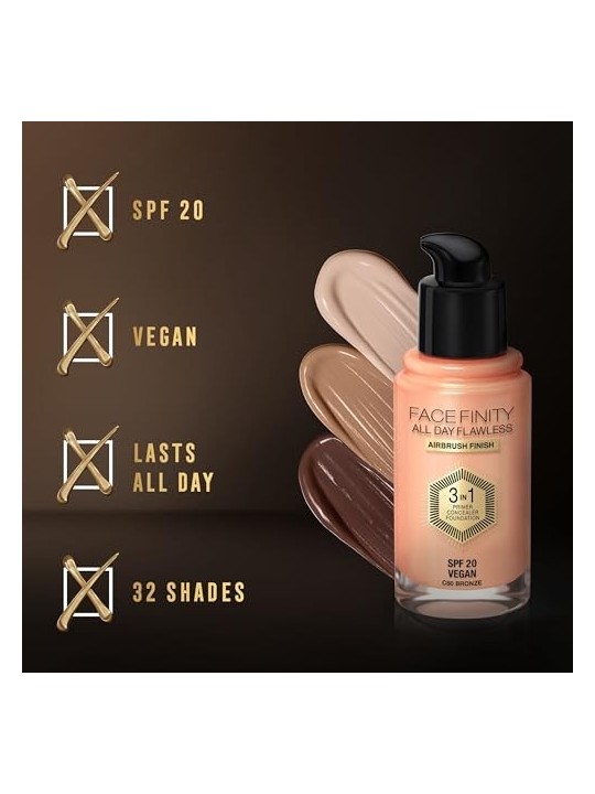 Max Factor All Day Flawless Facefinity 3 in 1 W62 Warm Beige