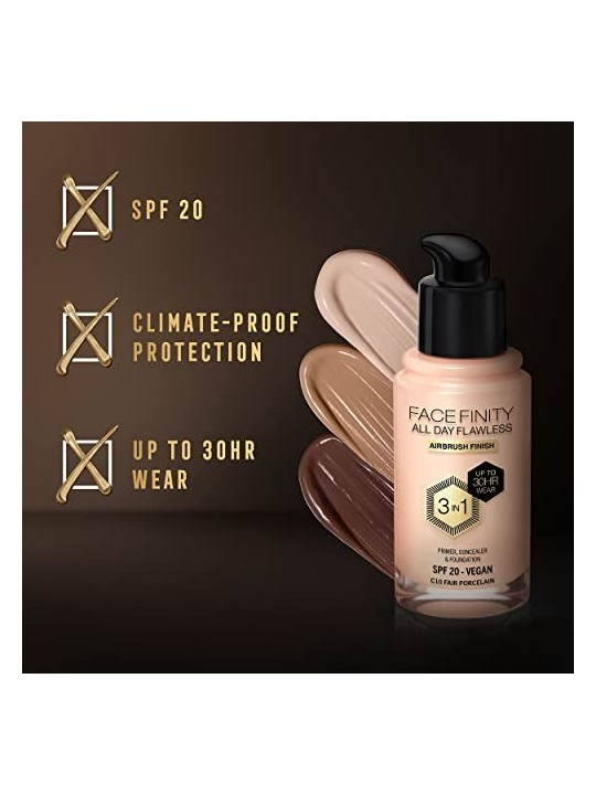 Max Factor FACEFINITY ALL DAY FLAWLESS 3 IN 1 C10 Porcellana Chiara 30ml