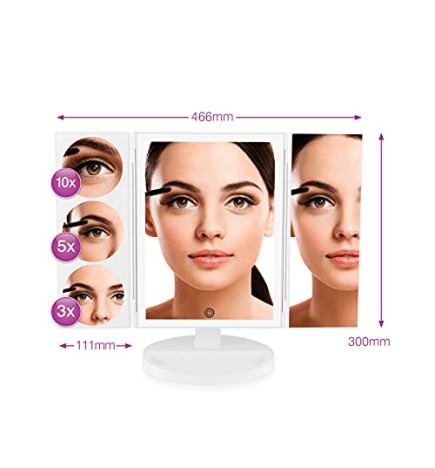 RioBeauty Specchio per il trucco illuminato a LED donna