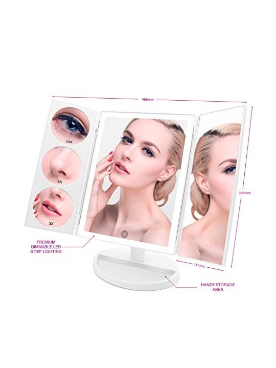 Specchio trucco illuminato a LED donna
