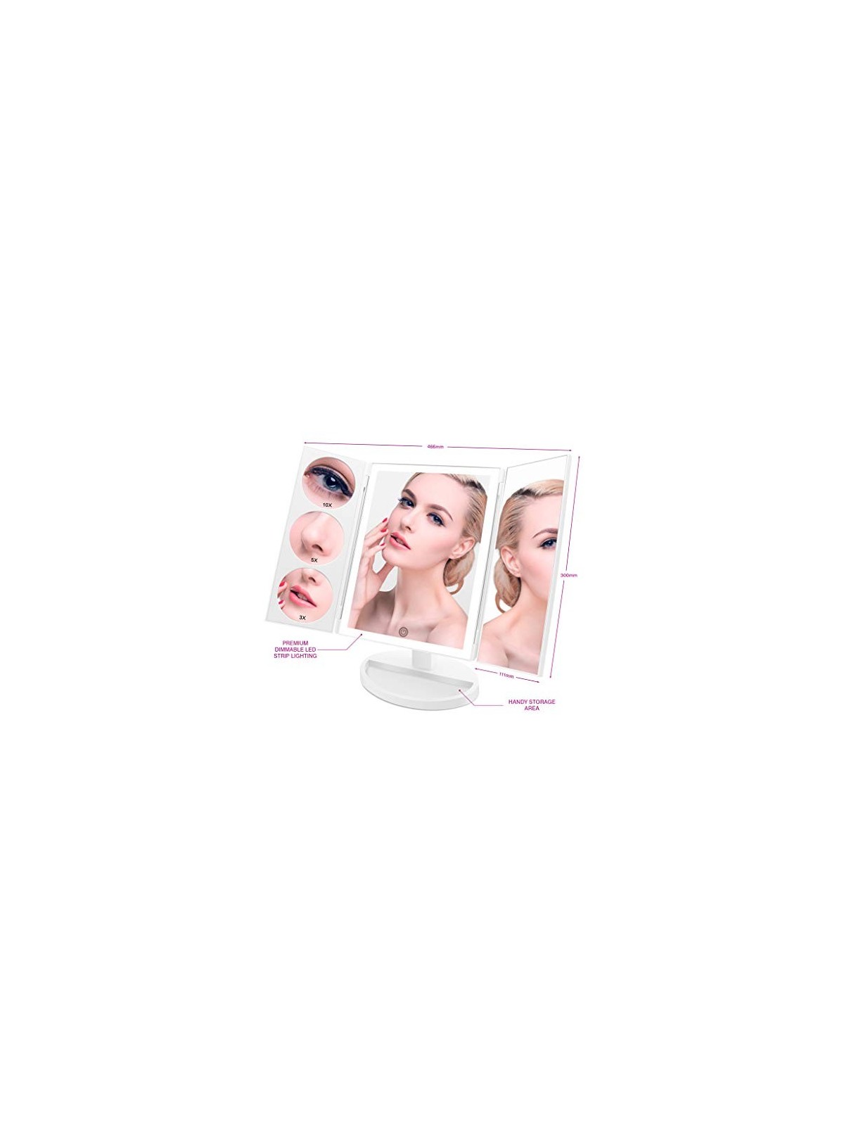 Specchio trucco illuminato a LED donna