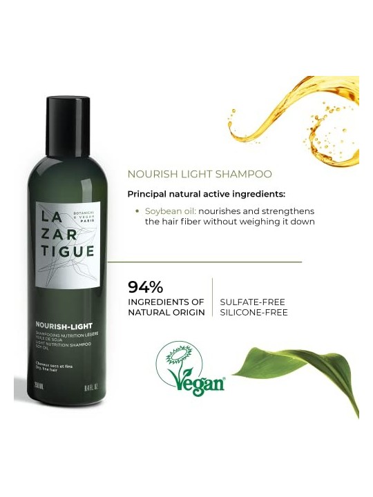 Lazartigue Nourish-Light Shampoo Vegano per Capelli Nutriente 250ml
