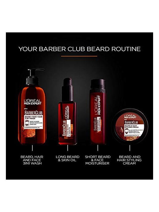 LOREAL Men Expert Barber Club Long Beard Skin Oil olio da barba uomo 30ml
