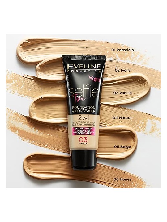 Fondotinta e correttore EVELINE Selfie Time 04 Natural 30ml