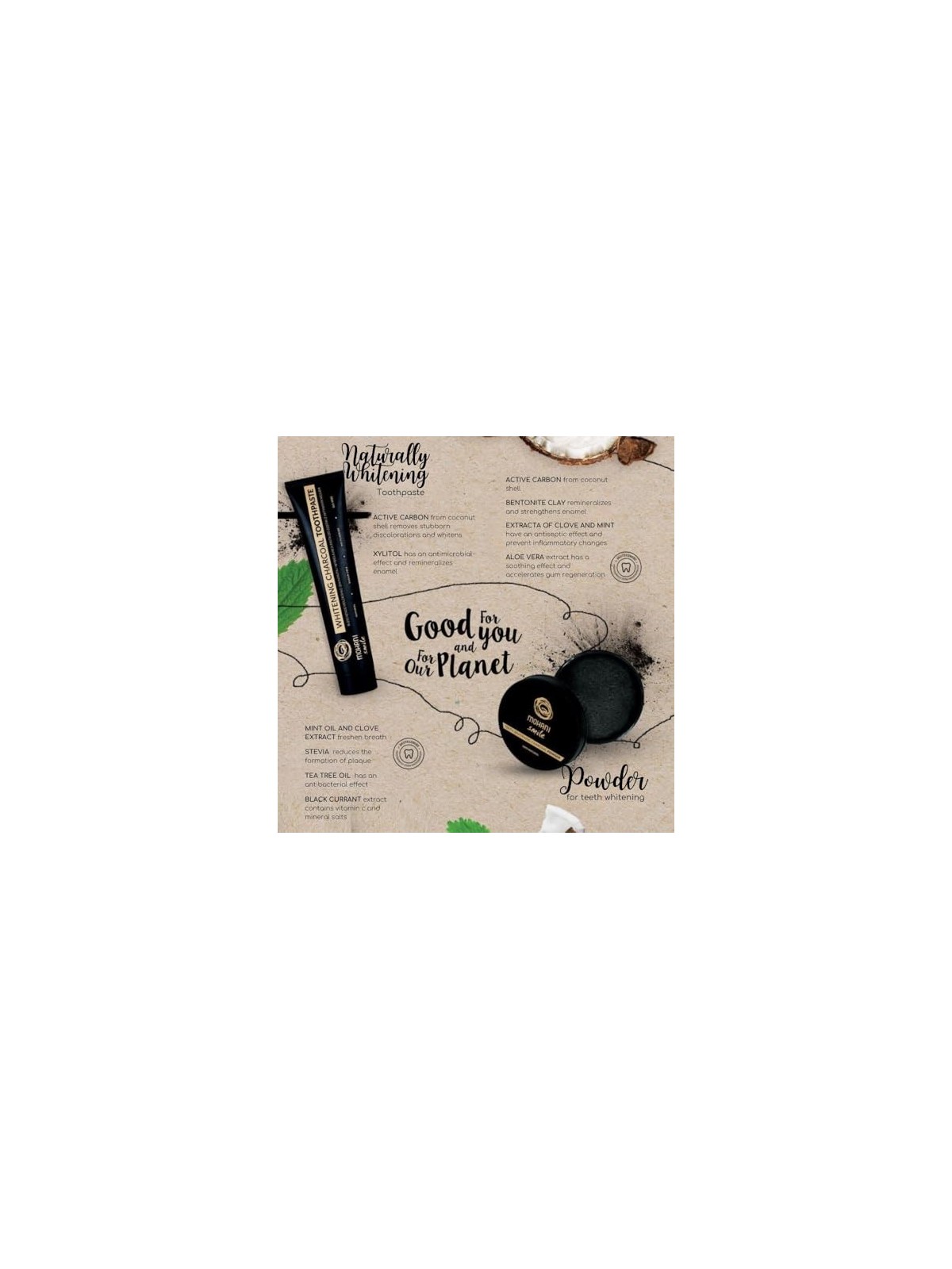 Whitening Charcoal Dentifricio pasta sbiancante naturale carbone attivo 75ml