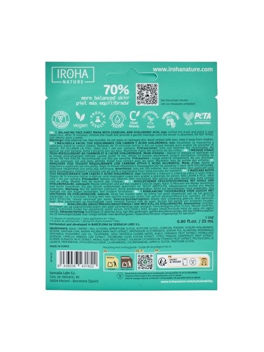 Iroha DETOX BLACK CHARCOAL disposable face mask