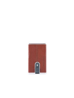 Piquadro Blue Square Porta Carte di Cuoio Marrone Uomo