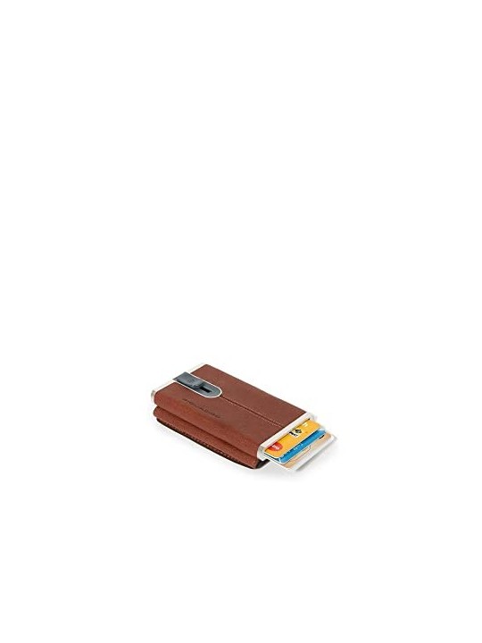 Piquadro Blue Square Porta Carte di Cuoio Marrone Uomo