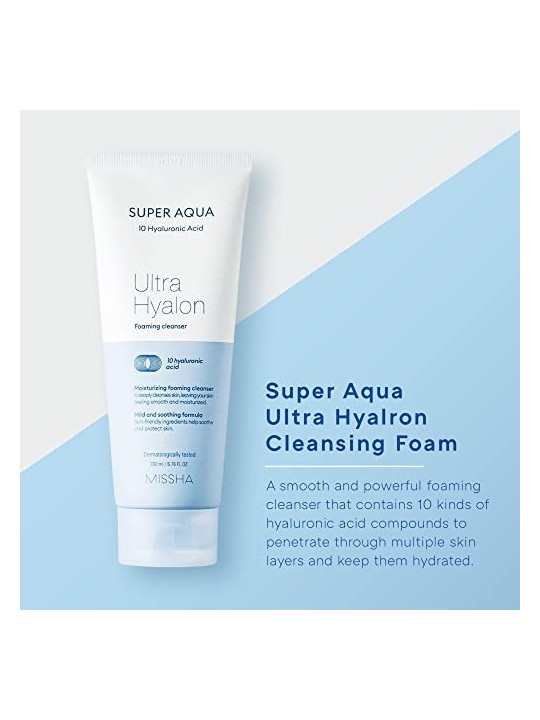 Missha Detergente schiumogeno Super Aqua Ultra Hyalron donna 200ml Missha www.essenzetotalstyle.com 