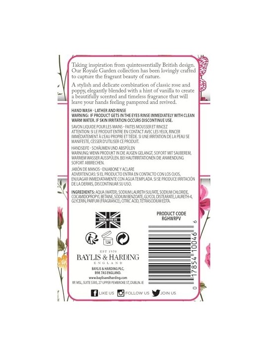 Baylis & Harding Royale Garden Rose Poppy & Vanilla Liquid S