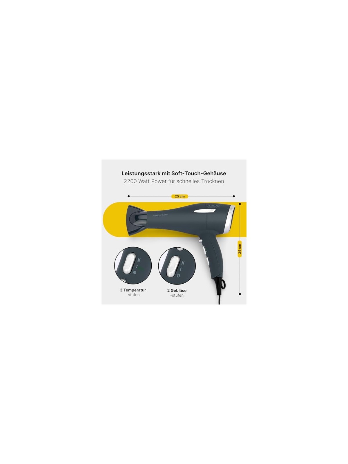Profi Care PCHT 3045 Antracite Asciugacapelli professionale donna