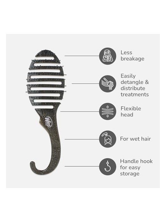 Wet Brush Shower Detangler Glitter Black