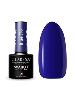 CLARESA Soak Off Vernice ibrida UVLED Blu 716 5g