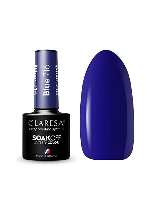 CLARESA Soak Off Vernice ibrida UVLED Blu 716 5g