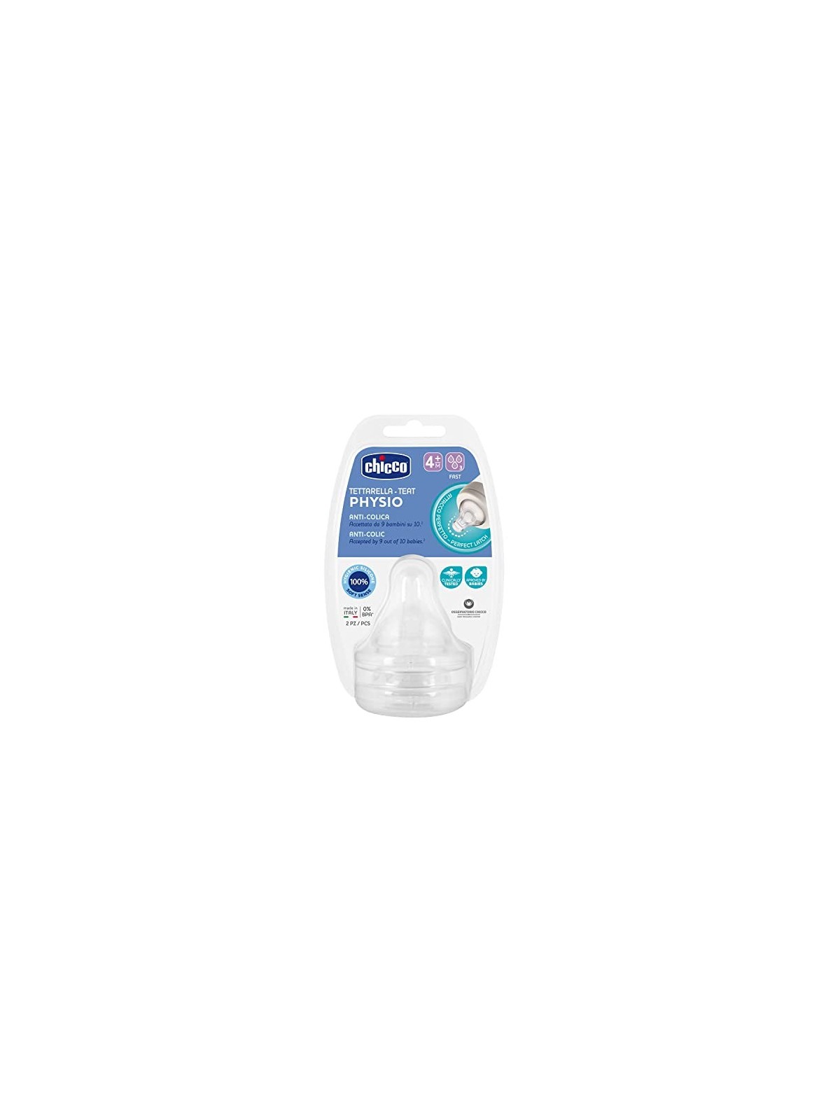Chicco Physio Ciuccio in Silicone Flusso Veloce 4m 2Uds unisex